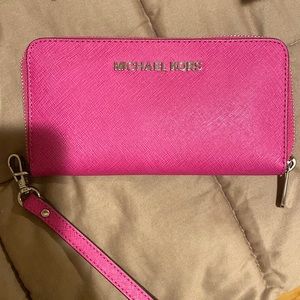 brand new hot pink MK clutch wallet